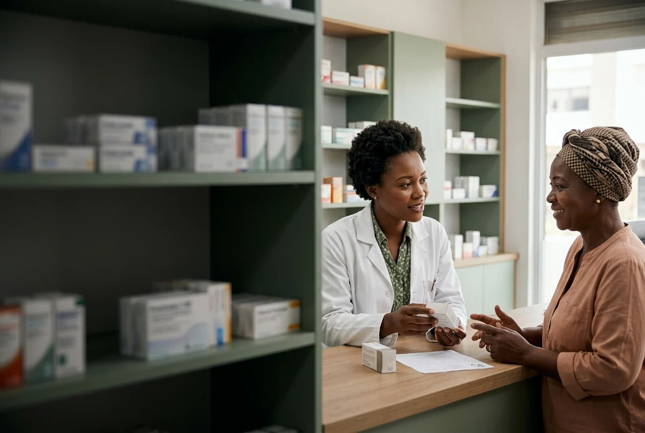 Pharmacist supporting a patient